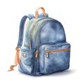 Stylish blue backpack with zipper pockets designed for students and outdoor adventures in a minimalist style Royalty Free Stock Photo